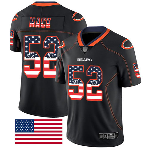 Chicago Bears Limited Black Men Khalil Mack Jersey NFL Football #52 Rush USA Flag